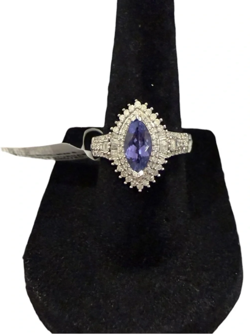 D'Joy Women’s Tanzanite/Diamond 1.50 ctw Halo Ring Sterling Silver Size 6 New